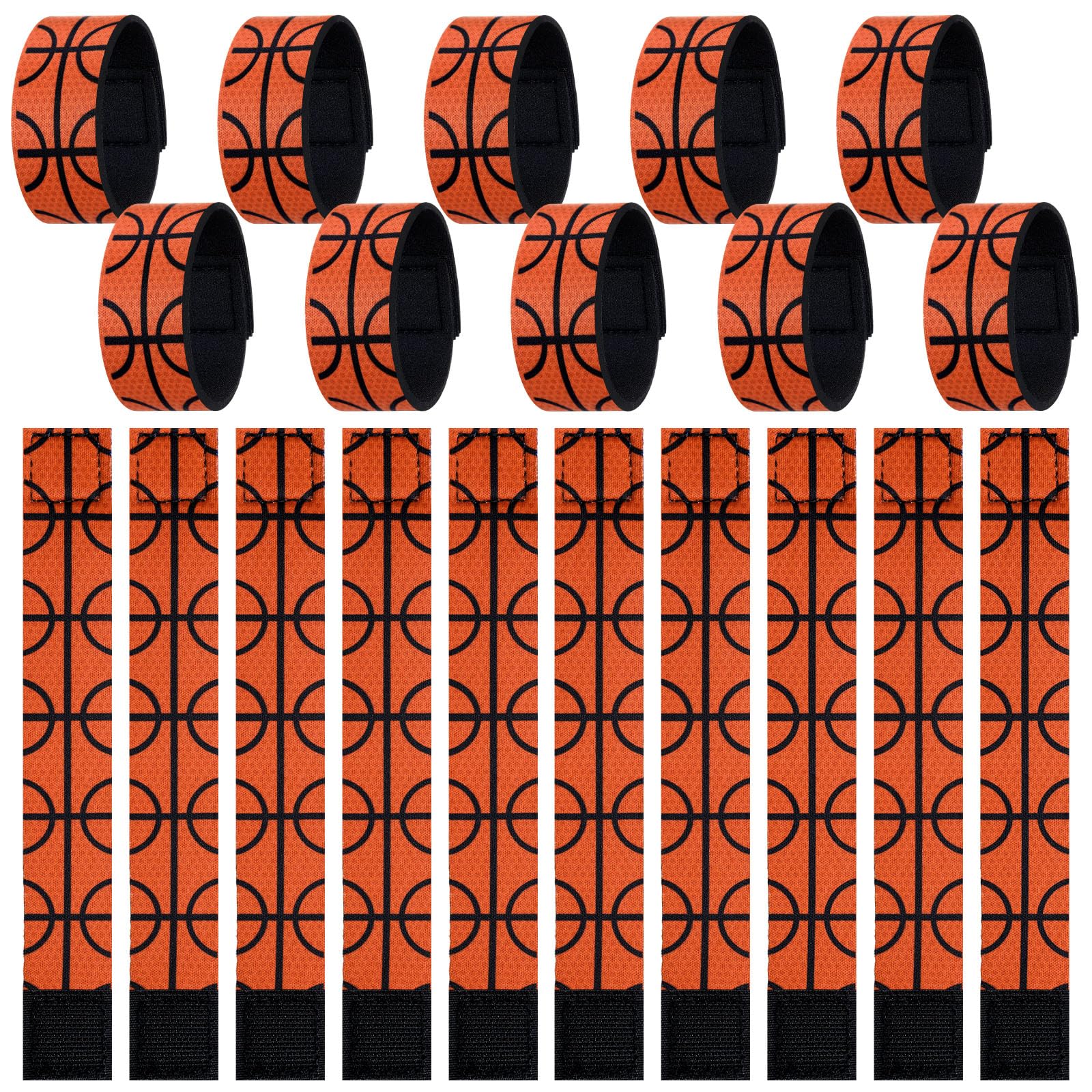 Photo 1 of Maysing 24 Pcs Basketball Sleeve Holders 7.5 Inch Basketball Shirt Sleeve Straps Brown Black Pattern Stitching Sports Shirts Ties for Women Men Teens Sports Activities Accessories Gift