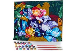 Opalberry Paint by Numbers for Adults - Number Painting Kit with Rolled Canvas - DIY Painting by Numbers - 16x20 Acrylic DIY Painting: Teresa Wilson's Bold and Bright Clematis Beauty
