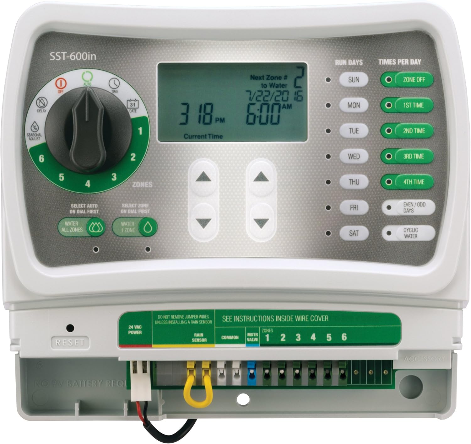 Rain Bird SST600IN Simple-to-Set Indoor Sprinkler/Irrigation System Timer/Controller, 6-Zone/Station (This New/Improved Model Replaces SST600I) : Garden & Outdoor