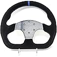 12.5" D-Shaped Steering Wheel Race Style alcantara Suede Leather with Blue stitch no horn