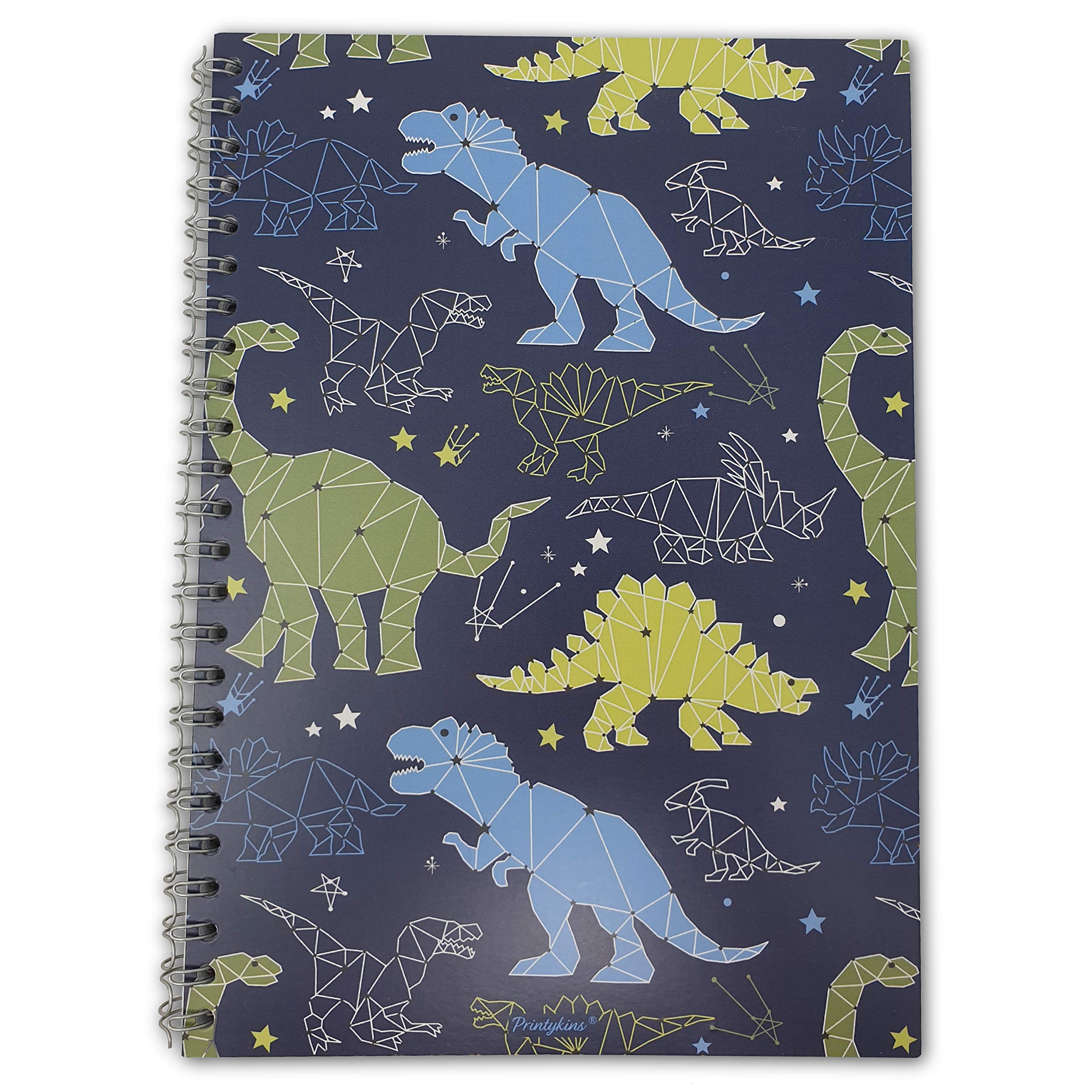 Printykins Dinosaur Notebook – A5 / 21cm x 15cm / Wirebound/Lined and Plain / 100 pages/Childrens Notepad/Kids Notebook/Boys or girls Sketchbook/Mens journal/Dinosaur Inspired/Dinosaur Gift