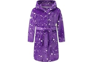 Childlike Me Girls Fleece Hooded Robes Soft Plush Bathrobe for Kids 2-16 Years