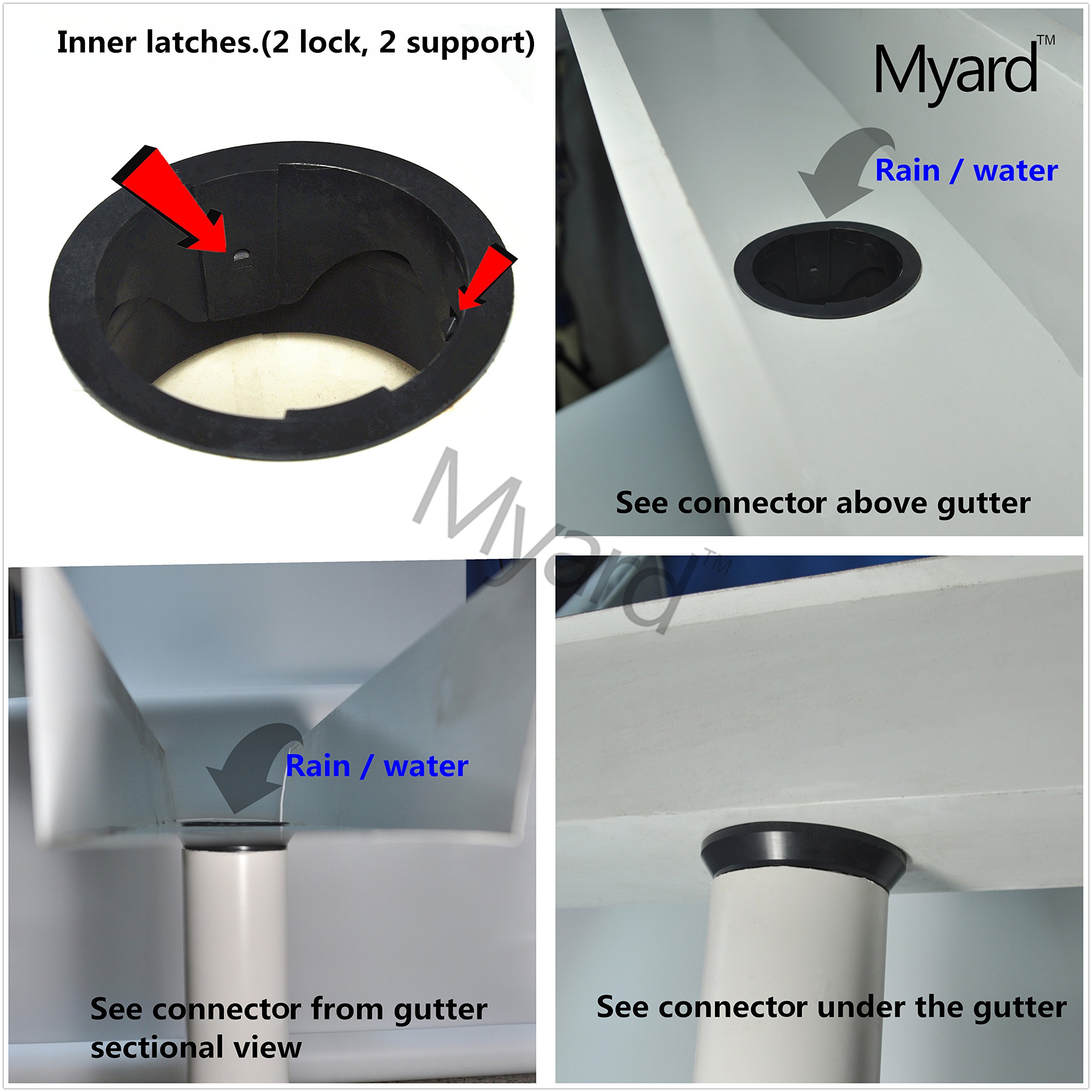 Myard Gutter Downspout Adapter/Connector fits 3" (Schedule 40) PVC Rain
