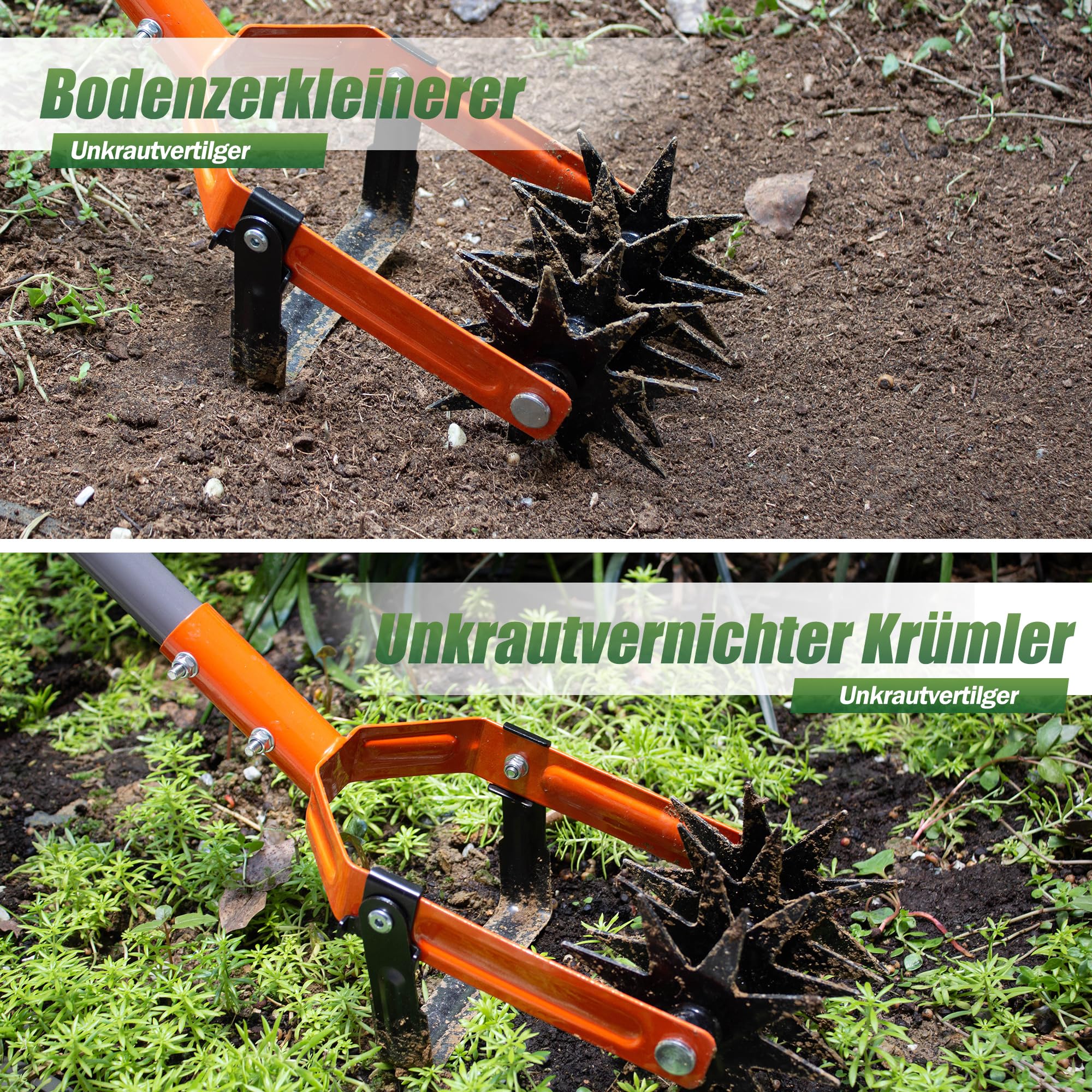 Walensee Rotationsgrubber, verstellbare Garten Kultivator Gartenfräse, 2-in-1 Gartenjätmaschine und Krümelgrubber Kultivator-Werkzeug zur Bodenmischung oder zum Nachsäen von Gras Rotary Cultivator 5