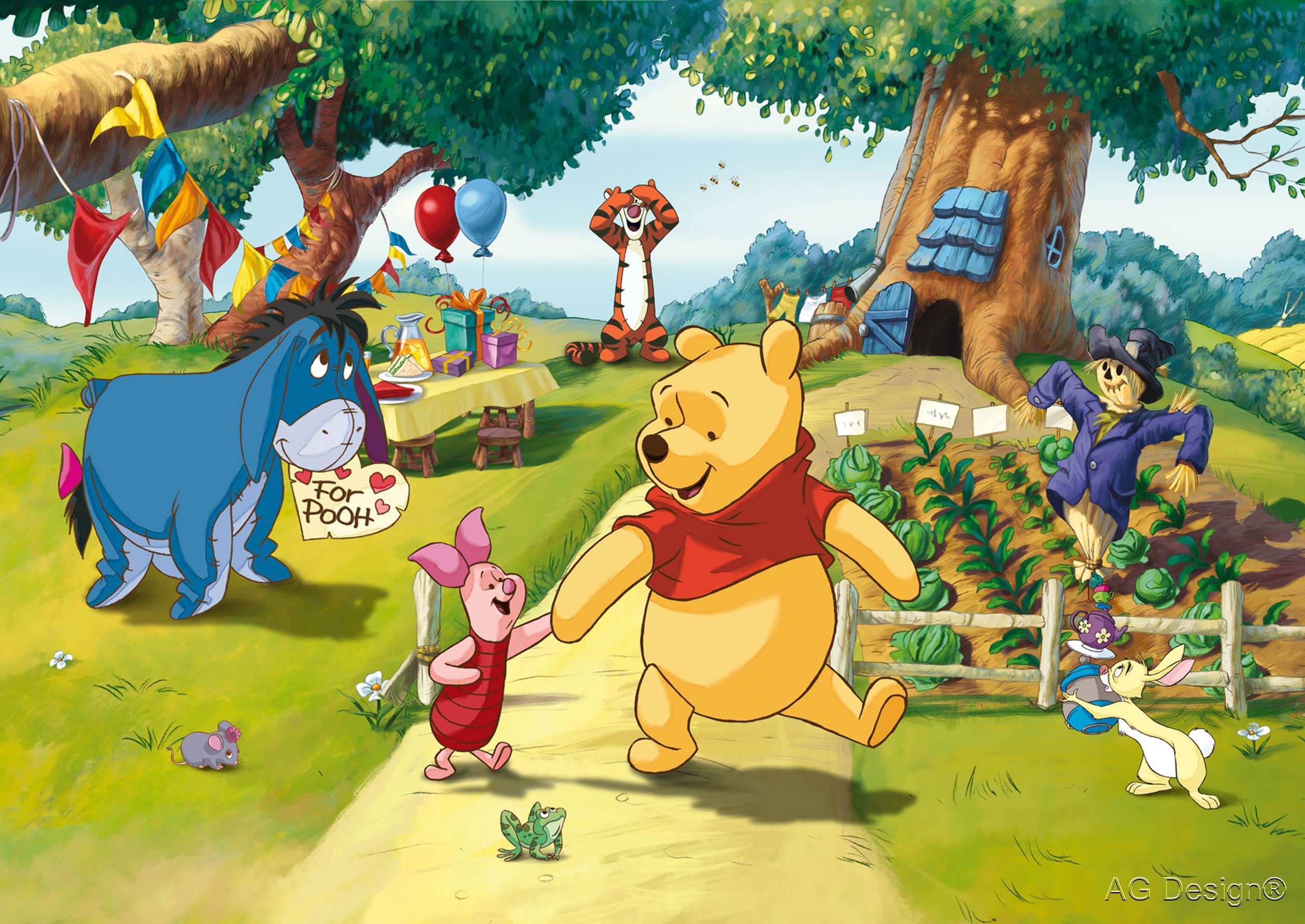 Disney AG Design - Photo Wall Mural Winnie The Pooh - Paper Photo wallpaper Giant Wall Poster, 4x70, 9 Inches Parts FTDs 1938, Multi-Colour, 255 x 180 cm