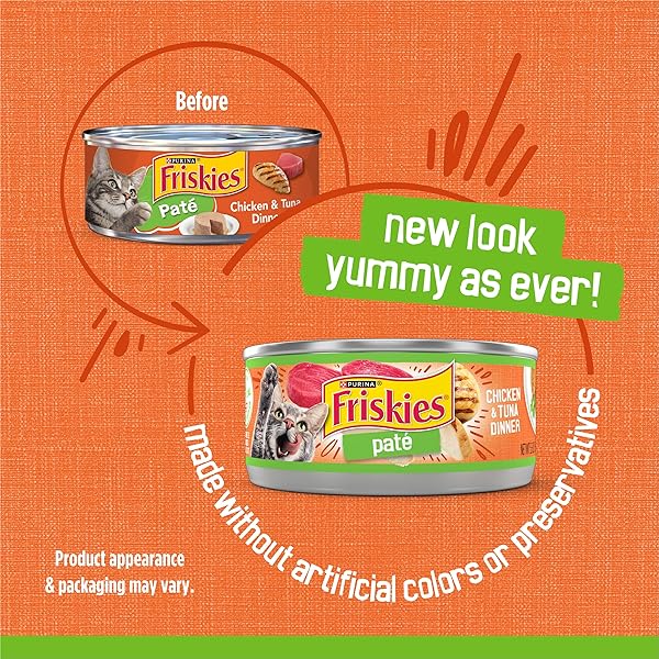 PURINA FRISKIES WET CAT FOOD PATE, CHICKEN AND TUNA DINNER – (PACK OF 24) 5.5 OZ. CANS