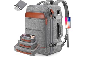 Bagsure Travel Backpack, 42L Carry on Luggage, Flight Approved Expandable Backpack, Laptop Backpack, Hidden Shoulder Straps Weekender Bags for Women Men, Suitcase with Packing Cubes and Shoe Pocket