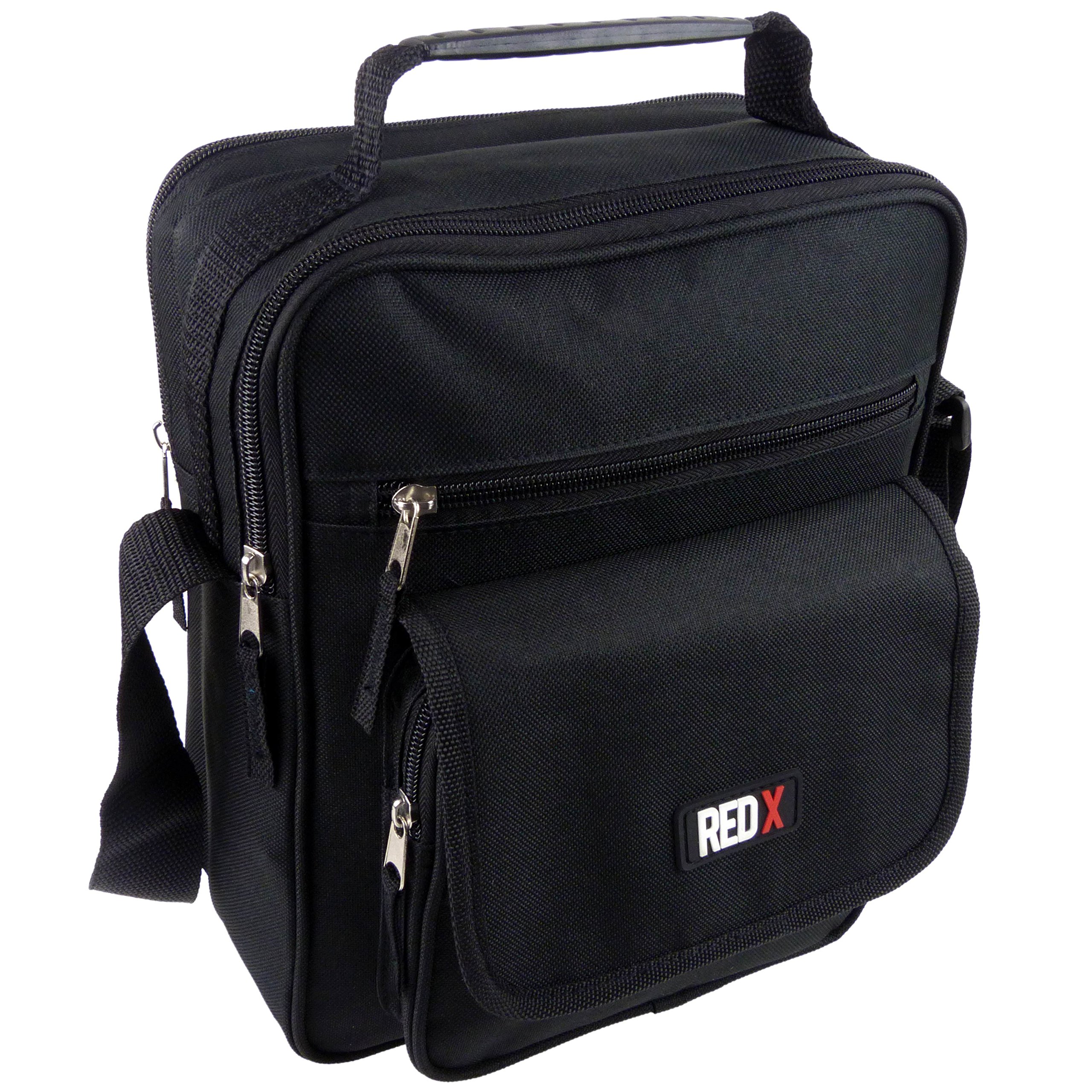 Black Large Mens Ladies Canvas Cross Body Messenger Bag by RED X Utility Travel Work