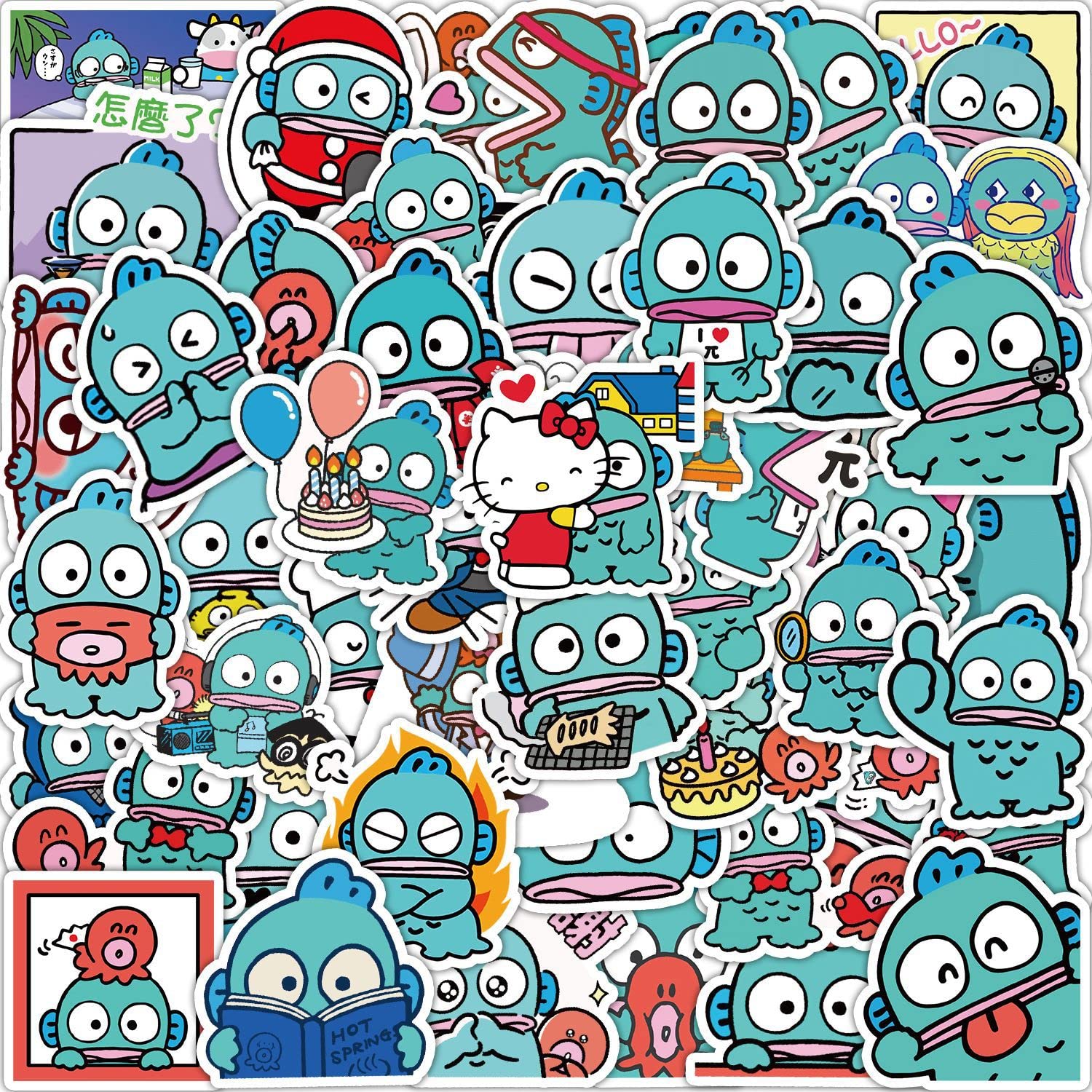 Hangyodon Vinyl Stickers 50Pcs for Water Bottles Laptop Computer Skateboard, Cute Sticker Gift for Kids Teens Waterproof — image 1