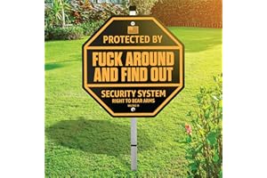 EPIC GOODS Fuck Around and Find Out Sign, FAFO Home Security Sign - Funny Warning No Trepassing Yard Sign | Protected by Tactical Gear, Gifts for Military Veterans (Yard Sign - Black/Gold)
