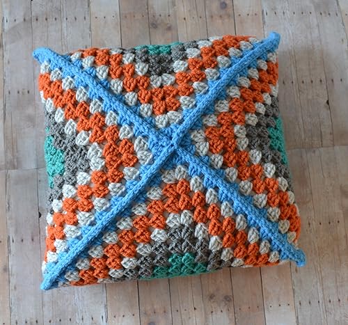Amazon Com Granny Square Throw Pillow Modern Crochet Cushion 14