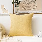 Home Brilliant Yellow 20x20 Fall Pillow Cover Textured Linen Throw Pillows for Couch Bench Sofa Decor, 50cm, 20 Inch, Yellow