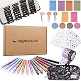 Mr. Pen – Bloom in the Bible Journaling Kit, Bible Study Kit Journaling Supplies, 8 Highlighters and 6 Black Ink Pens, 75 Laminated Tabs, Washi Tapes, Pencil Case and More, Christian Gifts for Women