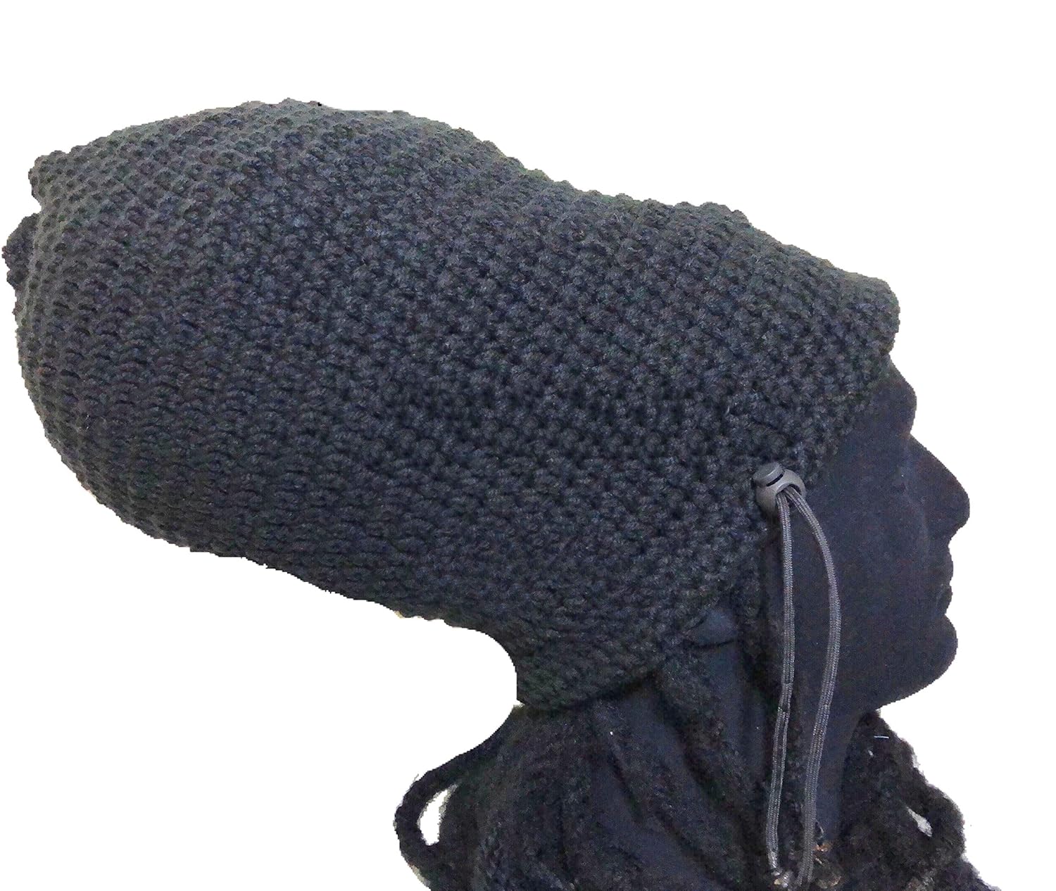 Amazon.com: Black Crochet Beanie with Drawstring Hat for Dreadlocks for