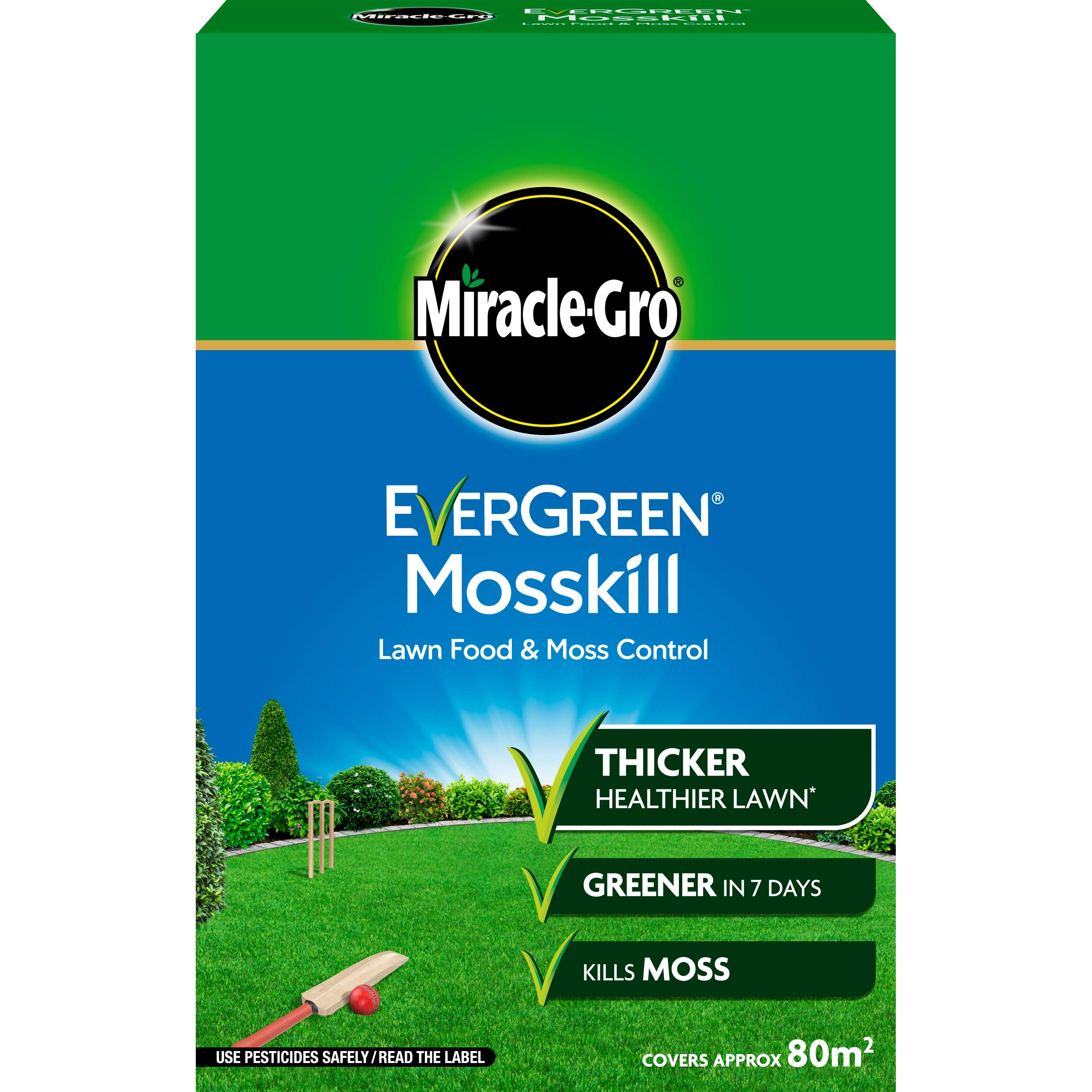 Miracle-Gro EverGreen Mosskill Lawn Food and Moss Control, 2.8kg, 80 m2, Brown