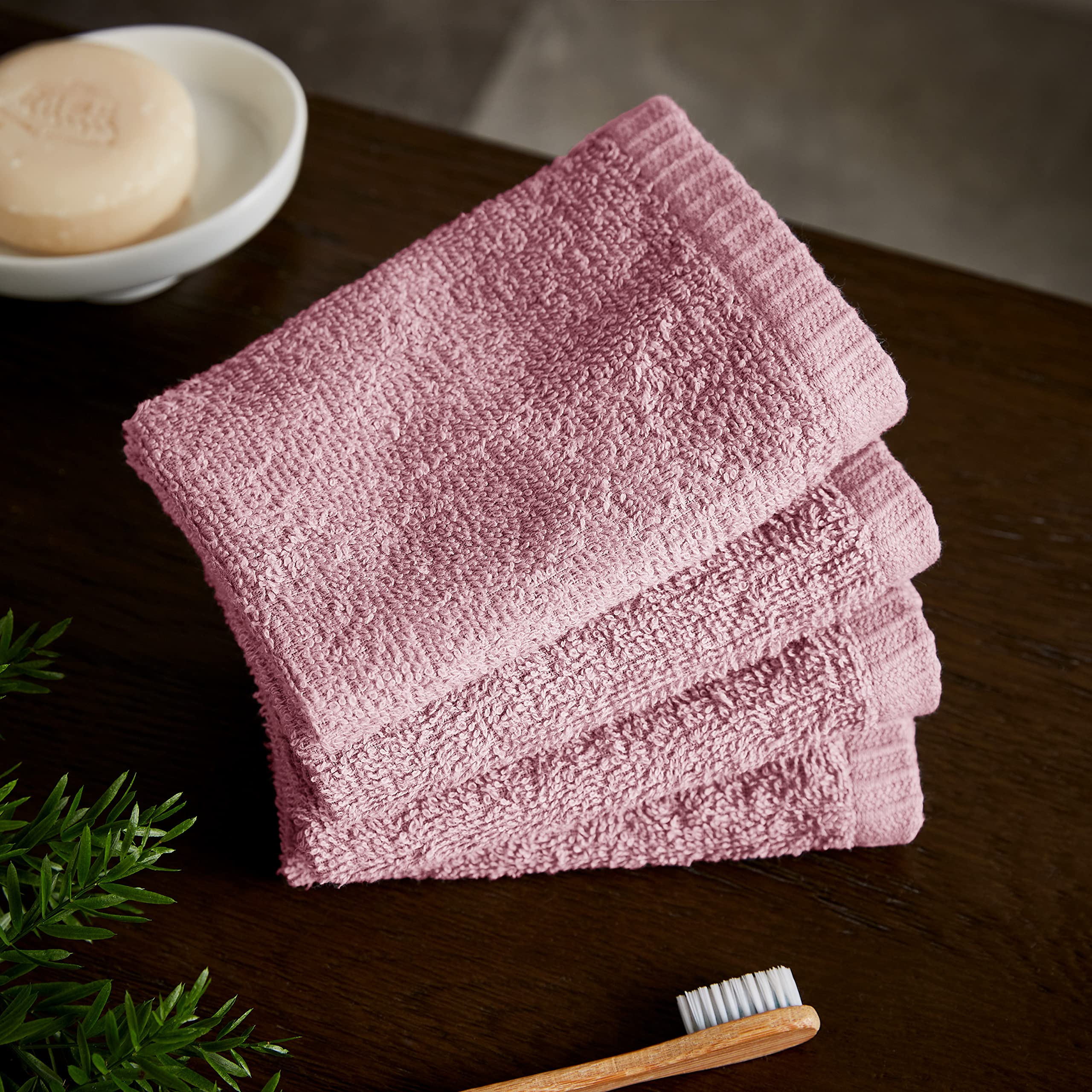 Catherine Lansfield Quick Dry Cotton Face Cloth 4 Pack Pink — image 1