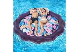 OKSUWATER Inflatable Pool Floats Mat, Pool Floats with Headrest for Adult Heavy Duty, X-Large Cooling Pool Floaties Bed with Grab Handles Swimming Toys for Summertime Backyard Pool Party Lawn Lake