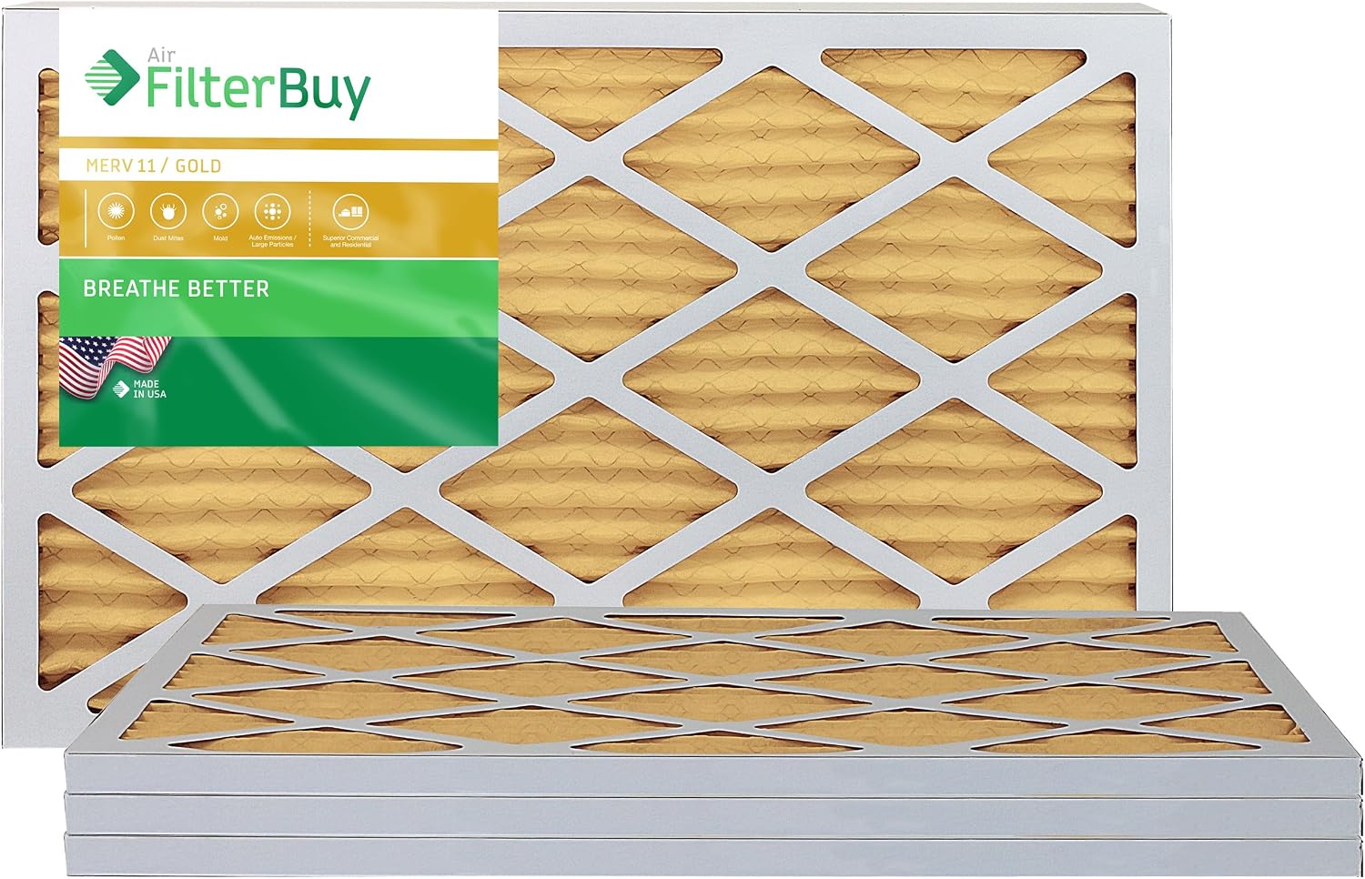 thumbnail image 2 of Filterbuy 14x20x2 Pleated Air Filter – MERV 8 – Electrostatic – 3-Month Life – Made In USA 2 of 3