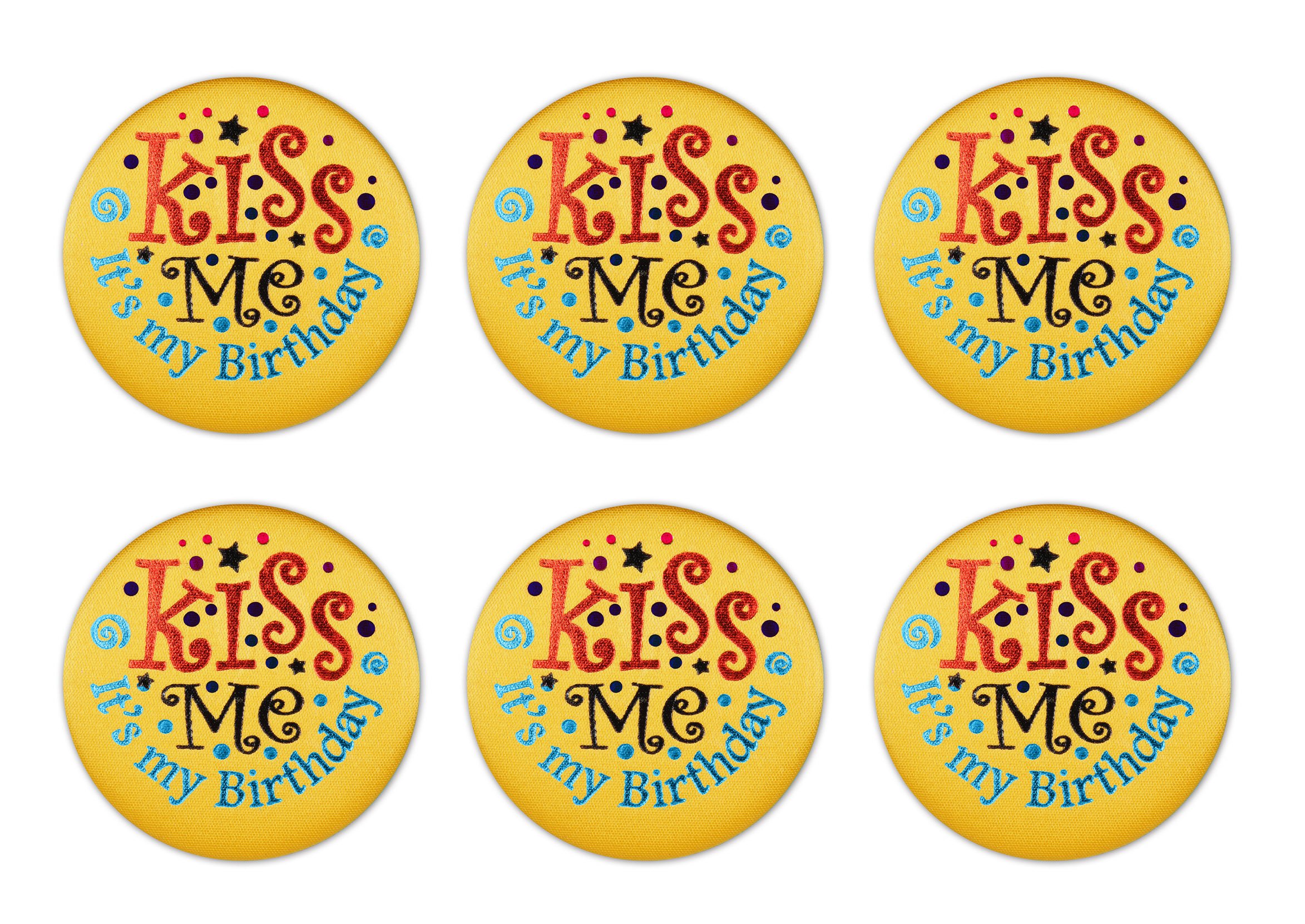 Beistle 6-Pack Kiss Me, it's My Birthday Satin Button, 2-Inch