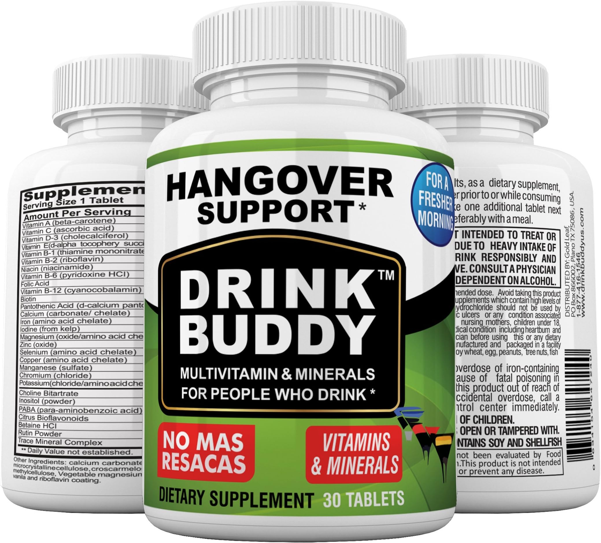 Drink Buddy 30 Day Supply # 1 Hangover Prevention and Recovery Formula.