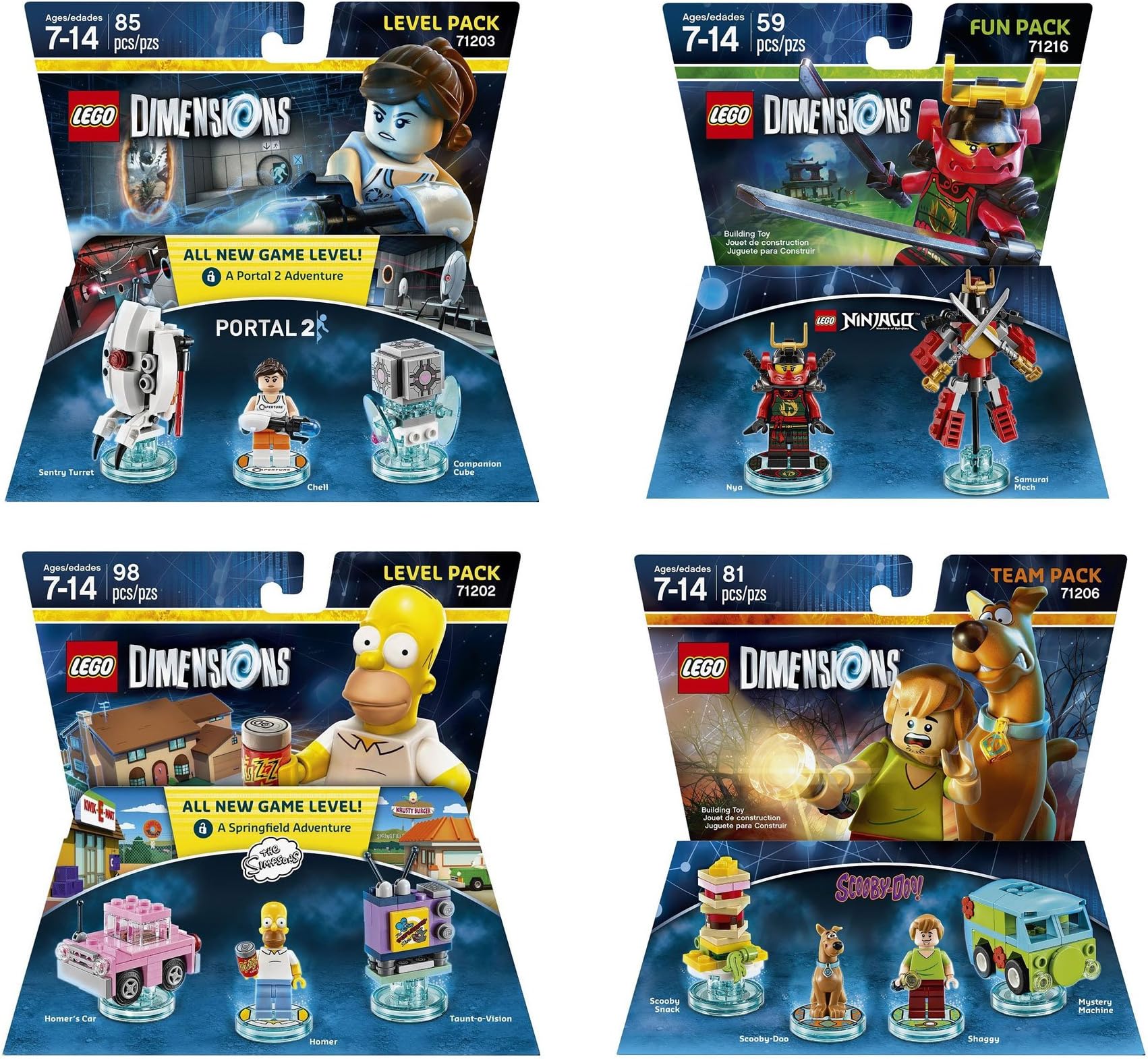 The Simpsons Homer + Portal 2 Level Packs + Scooby Doo Team Pack + Ninjago Nya Fun Pack - Lego Dimensions (Non Machine Specific)