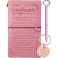 To My Granddaughter's Gift-Pink Leather Journal Heart Diamond Pen Set,Refillable Notepads,Engraved Notebook Writing Journal,Travel Diary Graduation Back To School,Christmas,Birthday Gifts For Girls