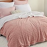 Bedsure Gentlesoft Sherpa King Size Blanket for Bed- Fleece Fluffy & Cozy Cable Jacquard Tufted for Women Gift, Thick and Warm Christmas Blanket for Winter, Pink, 108x90 Inches