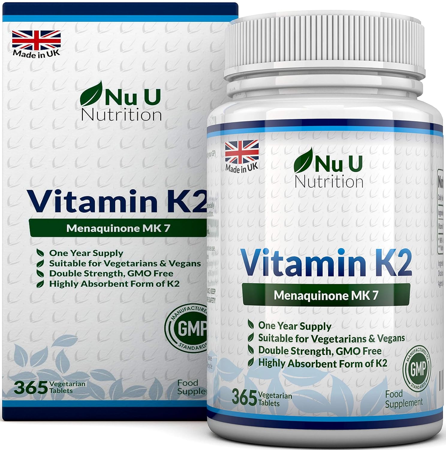 Vitamin K2 MK 7 200mcg 365 Vegetarian and Vegan Tablets (not Capsules