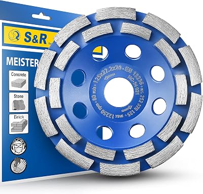 S&R 125mm Diamond Cup Wheel 2-Row Grinding Disc Concrete Granite Masonry Angle