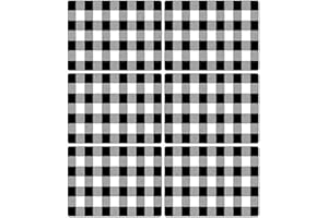 OBUSATT Black and White Plastic Placemats Set of 6 Check Plaid Table Mats Black Buffalo Plaid Place Mats Wipe Clean Washable Table Placemats for Indoor Outdoor Heat Resistant Kitchen Dining Table