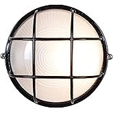 Nauticus Outdoor LED Bulkhead - Black Finish with Frosted Glass Shade