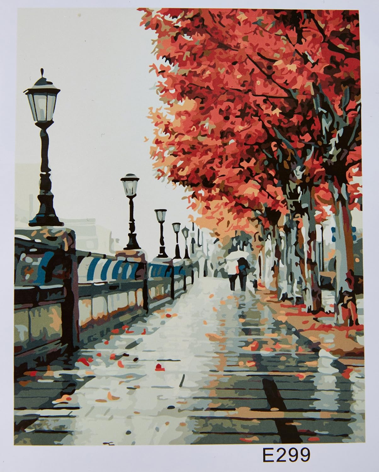 YEESAM ART DIY Paint by Numbers for Adults Beginner Kids Romantic Street Autumn Lovers 16x20 inch Linen Canvas Acrylic Stress Less Number Painting Gifts - Image 3