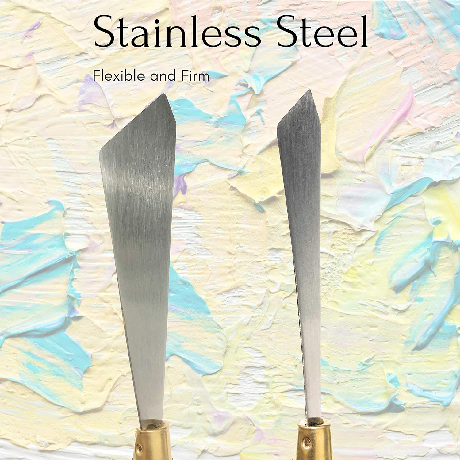 Painting Knife Set of 5 - Five Different Palette Knives Thin to Thick - Straight Edge Gentle Flex for Art and Paint (Unit, 5pcs)