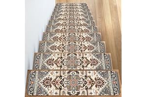 Carpet Stair Treads for Wooden Steps, Indoor 30"X8" Extra Non Slip Reusable Staircase Step Treads, Soft Rubber Safety Stair M