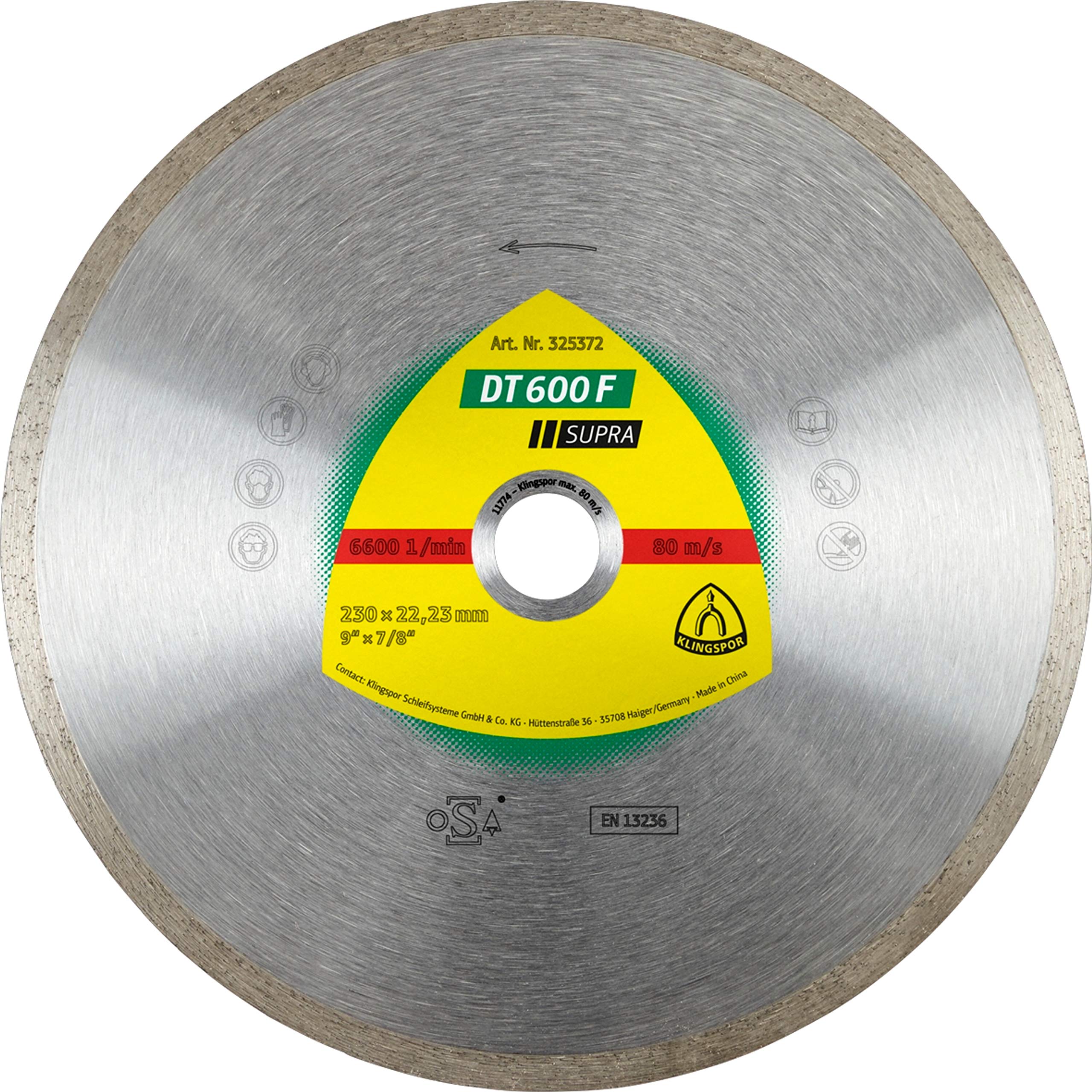 Klingspor DT 600 F SUPRA Diamond Cutting Disc for Tiles, Standard for Angle Grinders 180 x 1.6 x 22,23 MM
