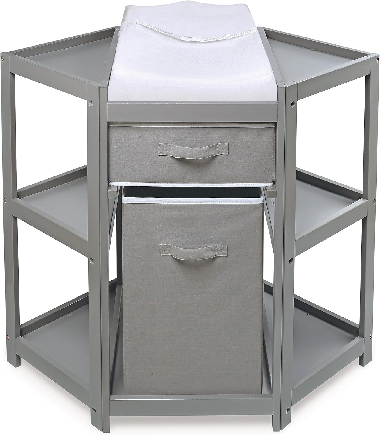 badger basket diaper corner baby changing table with hamper and basket