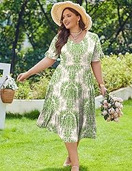 IN'VOLAND Plus Size Womens Summer Casual Boho Dress