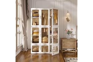 ANTBOX Portable Wardrobe Closet Storage Organizer for Clothes,Suitable for Living Room, Bedroom,Plastic Wardrobe with Magnetic Transparent Door and Easy Assembly 8 Cubes & 2 Hanging Rod