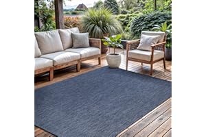 CAMILSON Outdoor Rug 5x7 Modern Area Rugs for Indoor and Outdoor Patios and Porches - Waterproof, Washable, Non-Shedding, Easy-to-Clean Outside Carpet (5 x 7, Solid - Navy Blue)