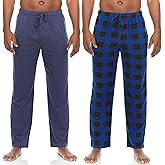 Swiss Alps Mens 2-Pack Pajama Bottoms Gift Set - Fleece Pant and Jersey Pant