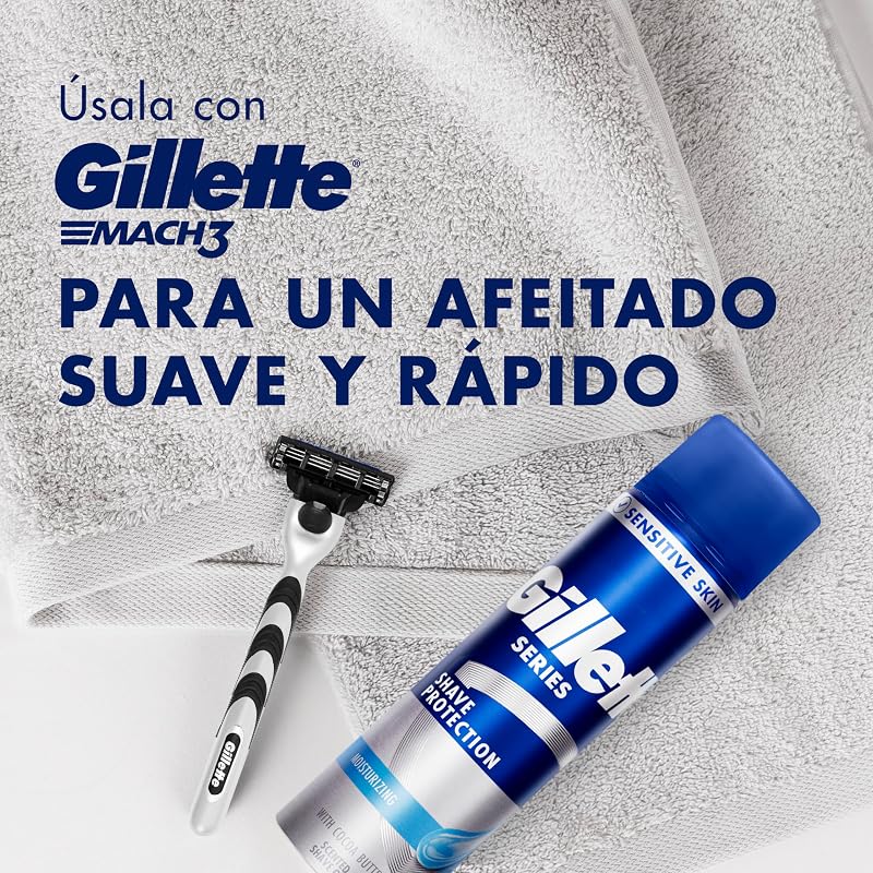 Gel de barbear hidratante gillette series com manteiga de cacau para navalha masculina, 200ml