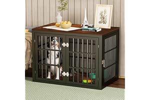 Bienvoun Heavy Duty Dog Crate Furniture for Large and Medium Dogs, Dog Kennel Indoor Furniture, Indestructible Metal Crate with Double-Doors, Dog Crate End Table, 38 Inch Black