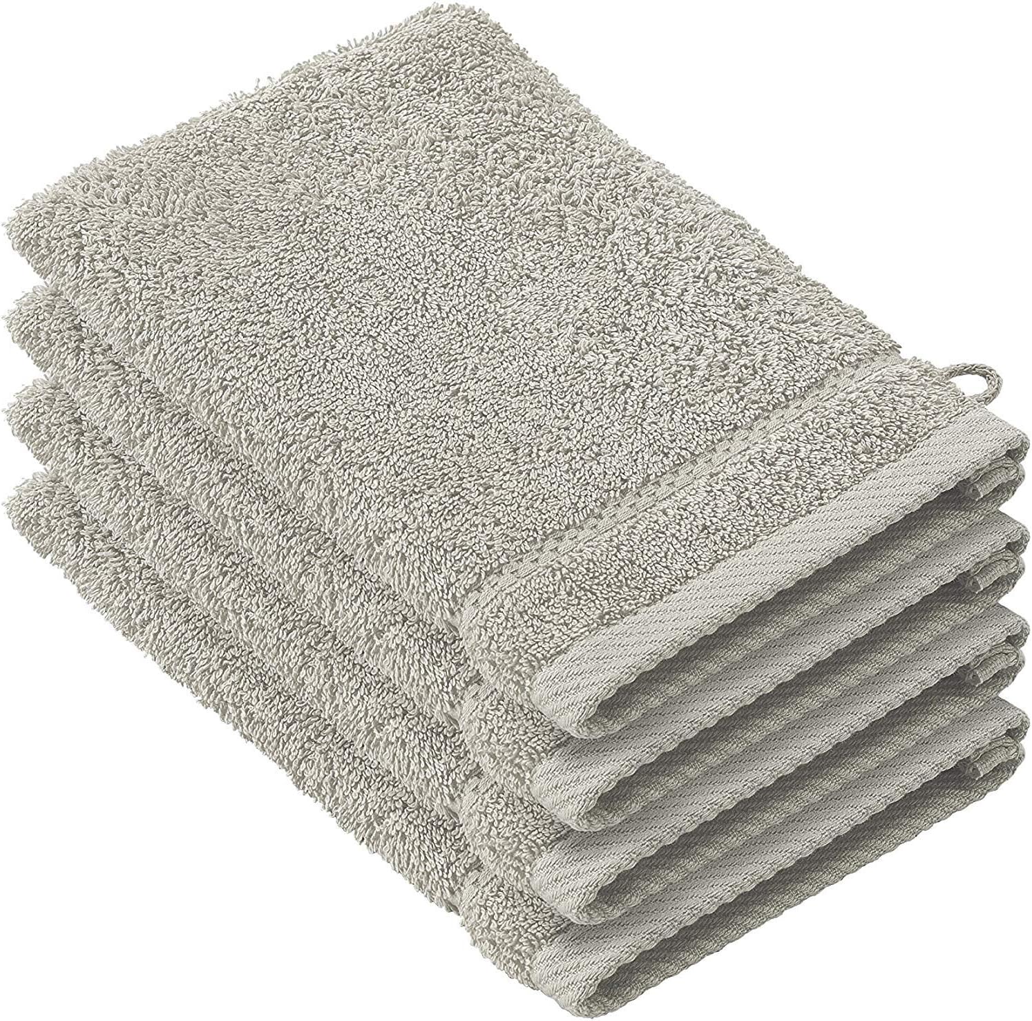 De Witte Lietaer 194686 Stephanie Pair Cotton Face Cloths, light grey, 15 x 22 x 1 cm