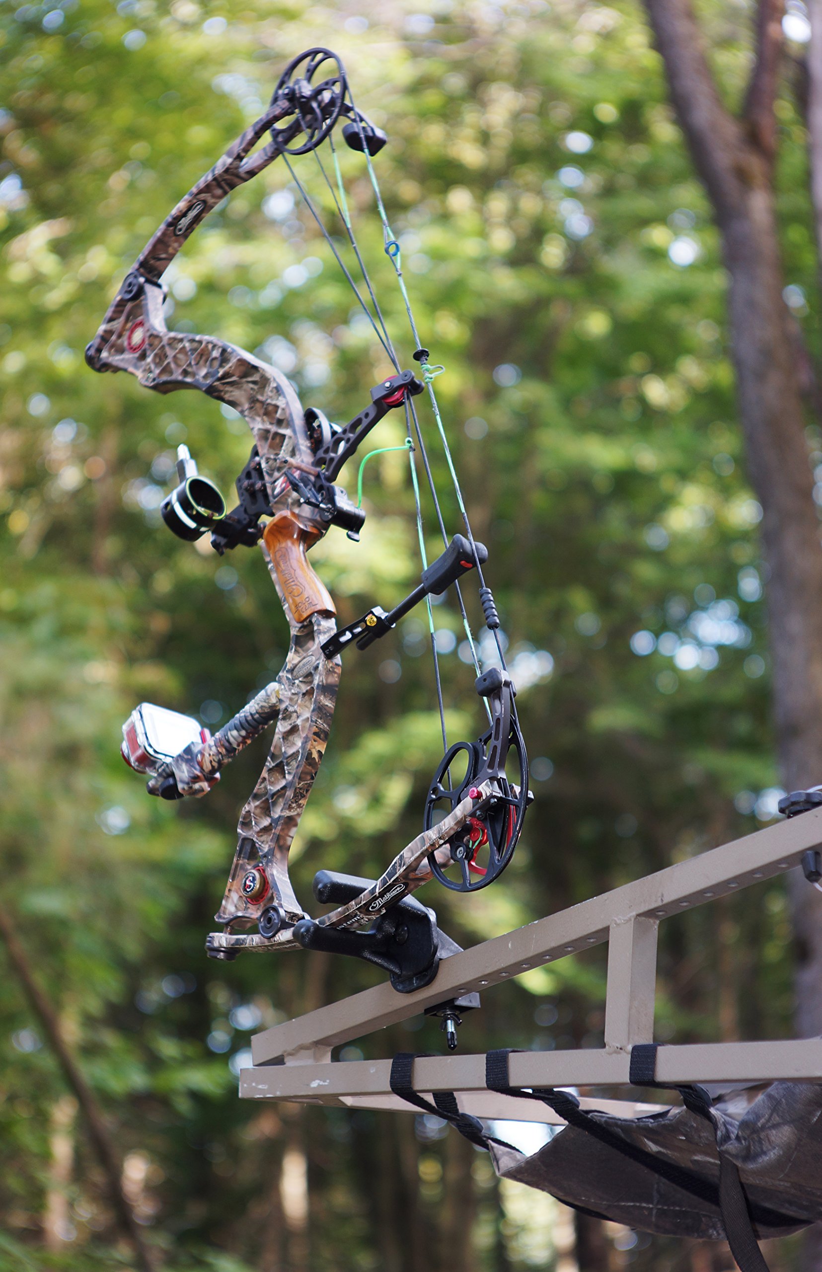 Bow Holder for Tree Stand, Hunting, Archery, lightweight, clamp on for