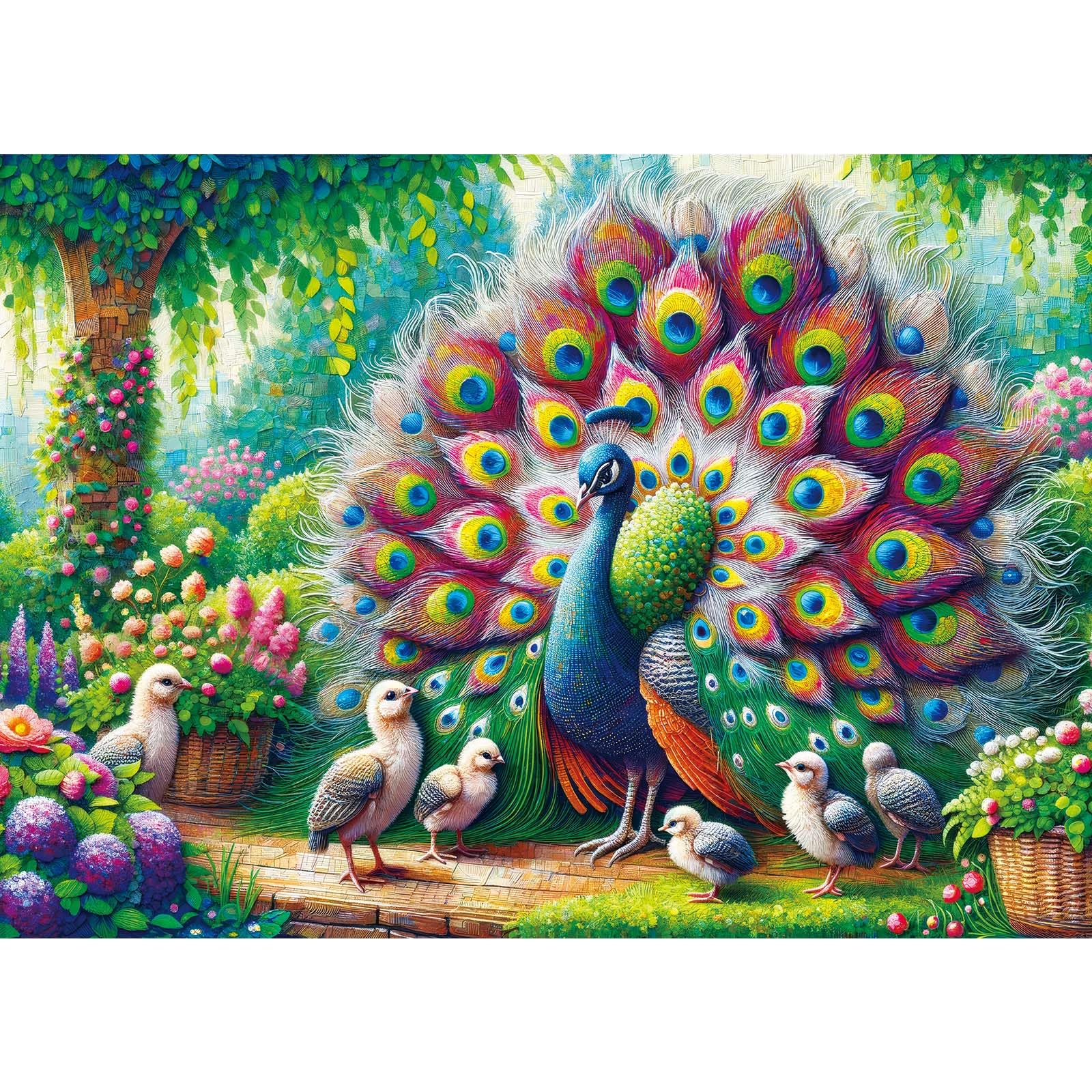 TangMosaic Peacock Family Jigsaw Puzzle, Bird Jigsaw Puzzles, Impossible Hard Difficult Challenging Puzzles for Adults 1000 Pieces, Home Decoration Puzzle, Interlock Perfectly No Dust