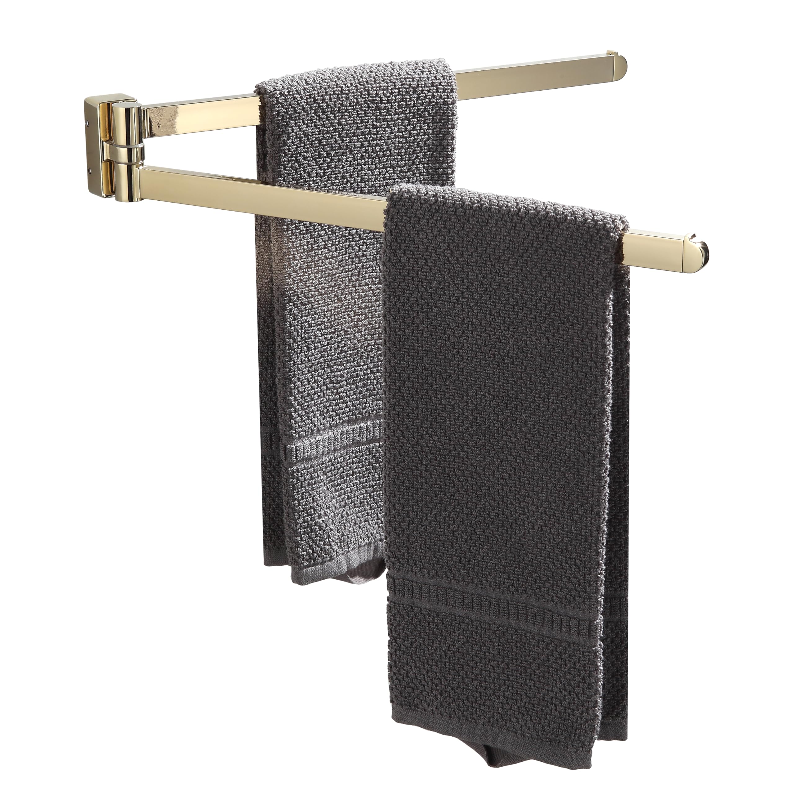 BGL Gold Swivel Towel Rail, Storage Oganizer Space Saving Wall-Mounted Towel Rack Holder Double Swivel Towel Bar for Bathroom — image 1