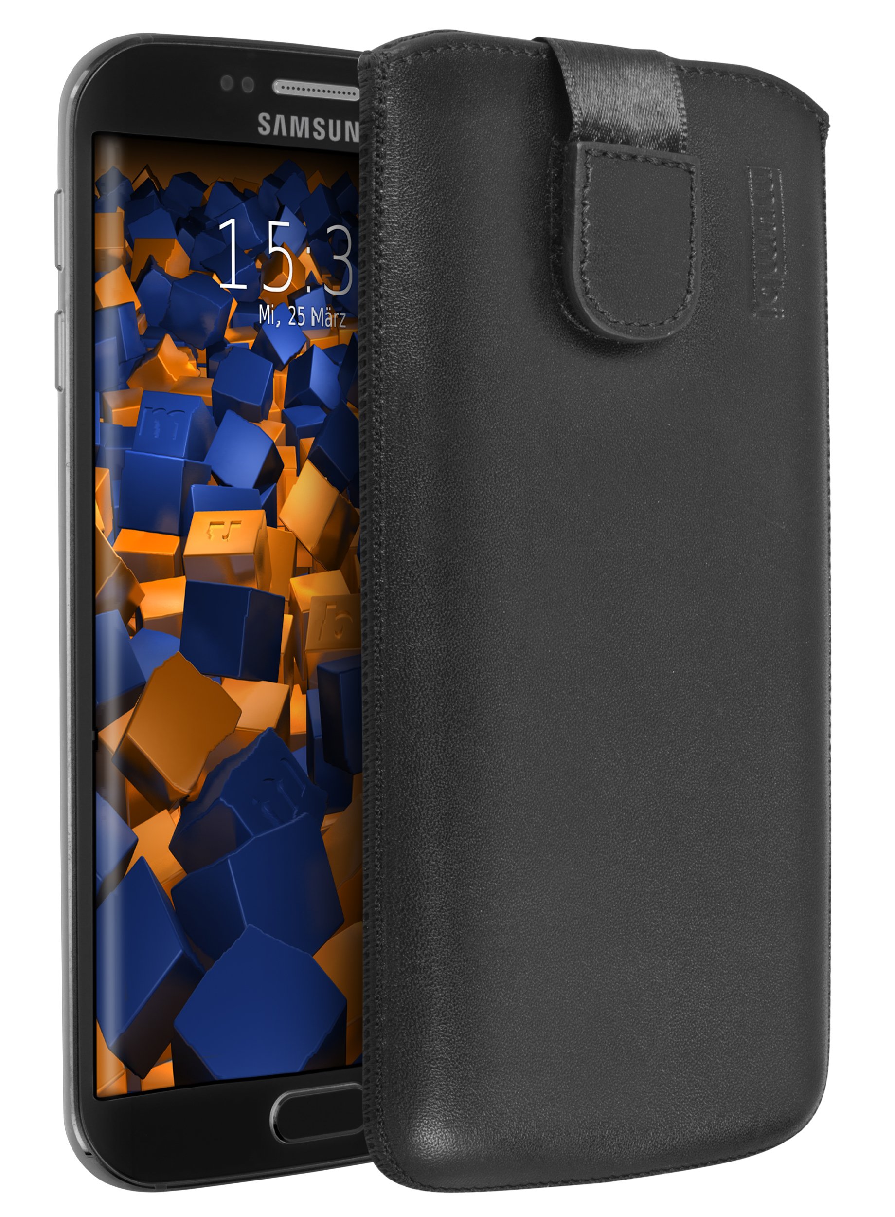 mumbi Real Leather Pouch With Flap And Pull-Up Strap for Samsung Galaxy