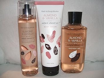 Bath Body Works Almond Vanilla Natural Almond Oil Fragrance Mist Body Cream Shower Gel