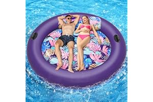 Pool Floats Adult Heavy Duty, OKSUWATER 73" x 73" Inflatable Pool Float Size with Removable Pillow & Grad Handles, Cooling Floaties Bed for Summertime Pool, Water, Lake, Beach, Outdoor Summer Party