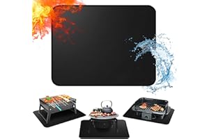 EasyAcc 24 x 31in Fireproof-Grill Mats for Outdoor Tabletop Grill to Protect Your Grill Table-Fireproof-BBQ Barbecue Mat Heat Resistant Grill Table Mat-Waterproof & Oilproof BBQ Mat-Black (0.6mm)